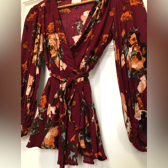 Long-sleeved Floral Wrap Top from Anthropologie size 4 - Picture 2 of 7